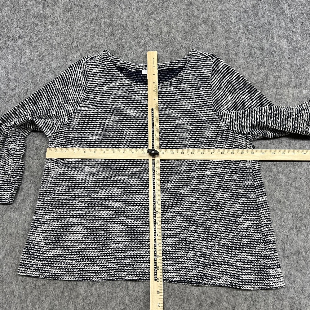 J Jill Sweater Womens Petite Large Blue Stripe Knit Crewneck Pullover Top Preppy - Picture 7 of 15
